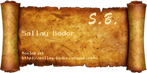 Sallay Bodor névjegykártya